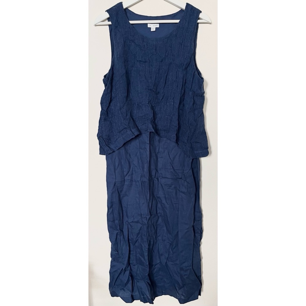 J. Jill • L PETITE • Layered Sleeveless Tank Midi Dress Linen Cotton